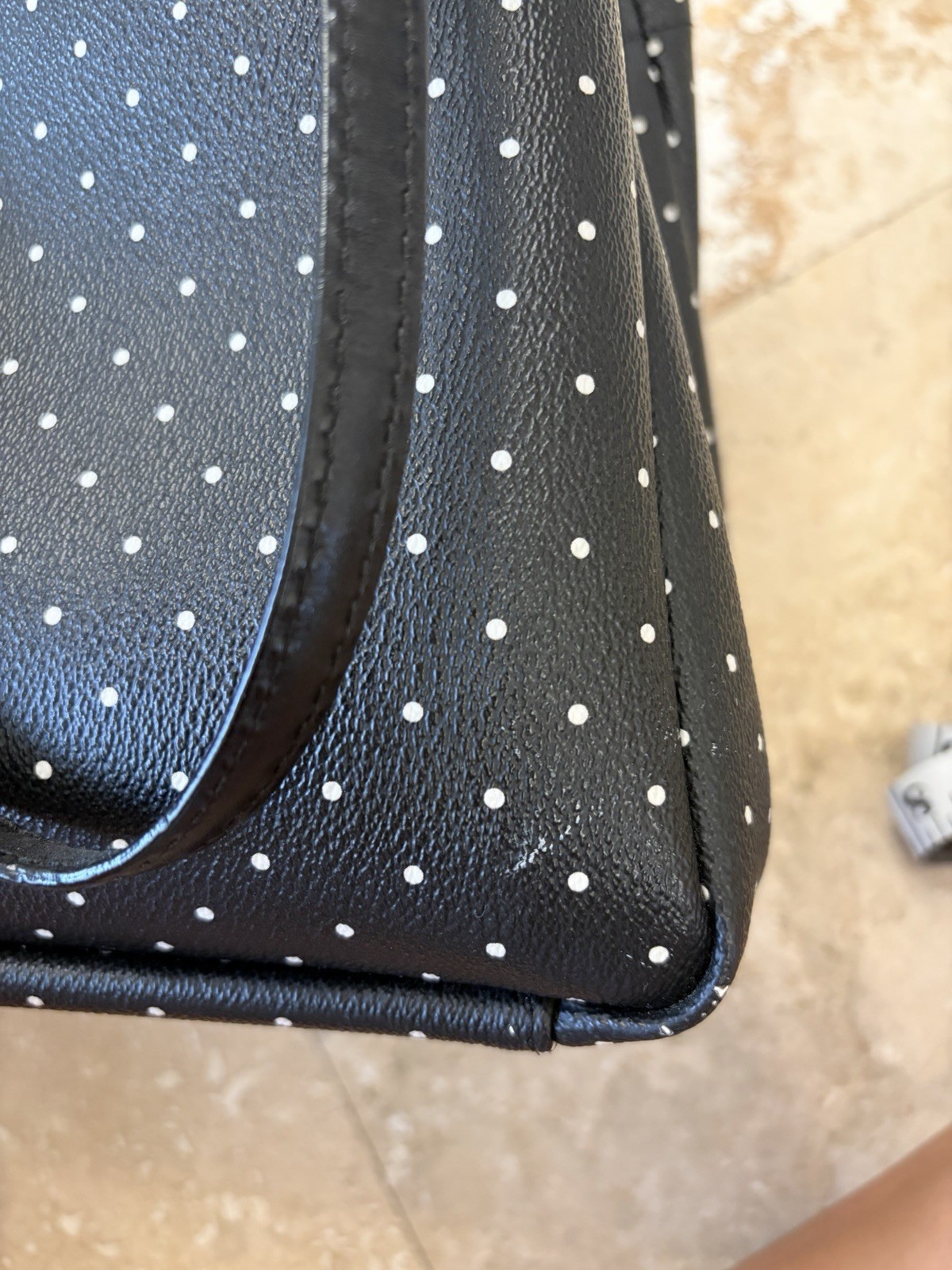 Kate Spade New York Black White Polka Dot Small Tote Logo Gold Hardware