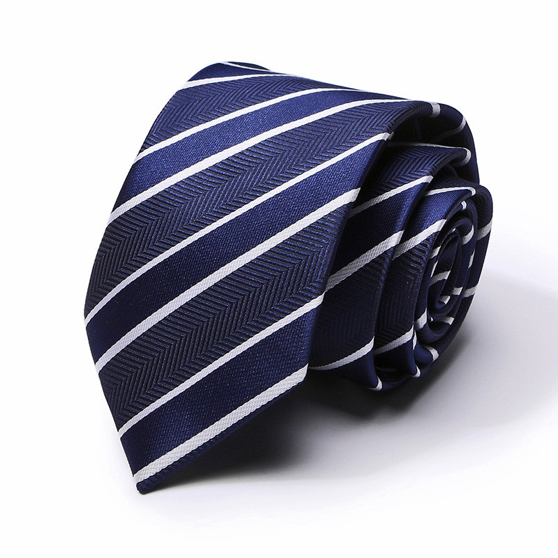 New Striped Men’s Necktie Woven Highest Classic Slim Satin Tie Business Meeting