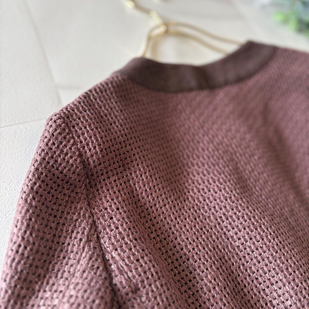 MAX MARA Collarless Jacket, Women’s, Linen, Brown, Size L