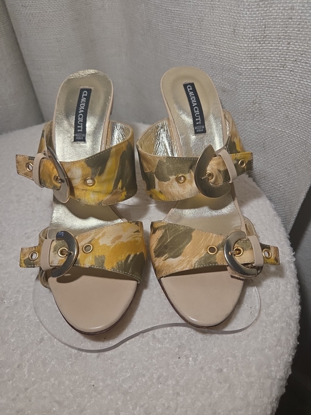 Claudia Ciuti Women’s Floral Satin Heel Size 7.5M Made In Italy, Preowened