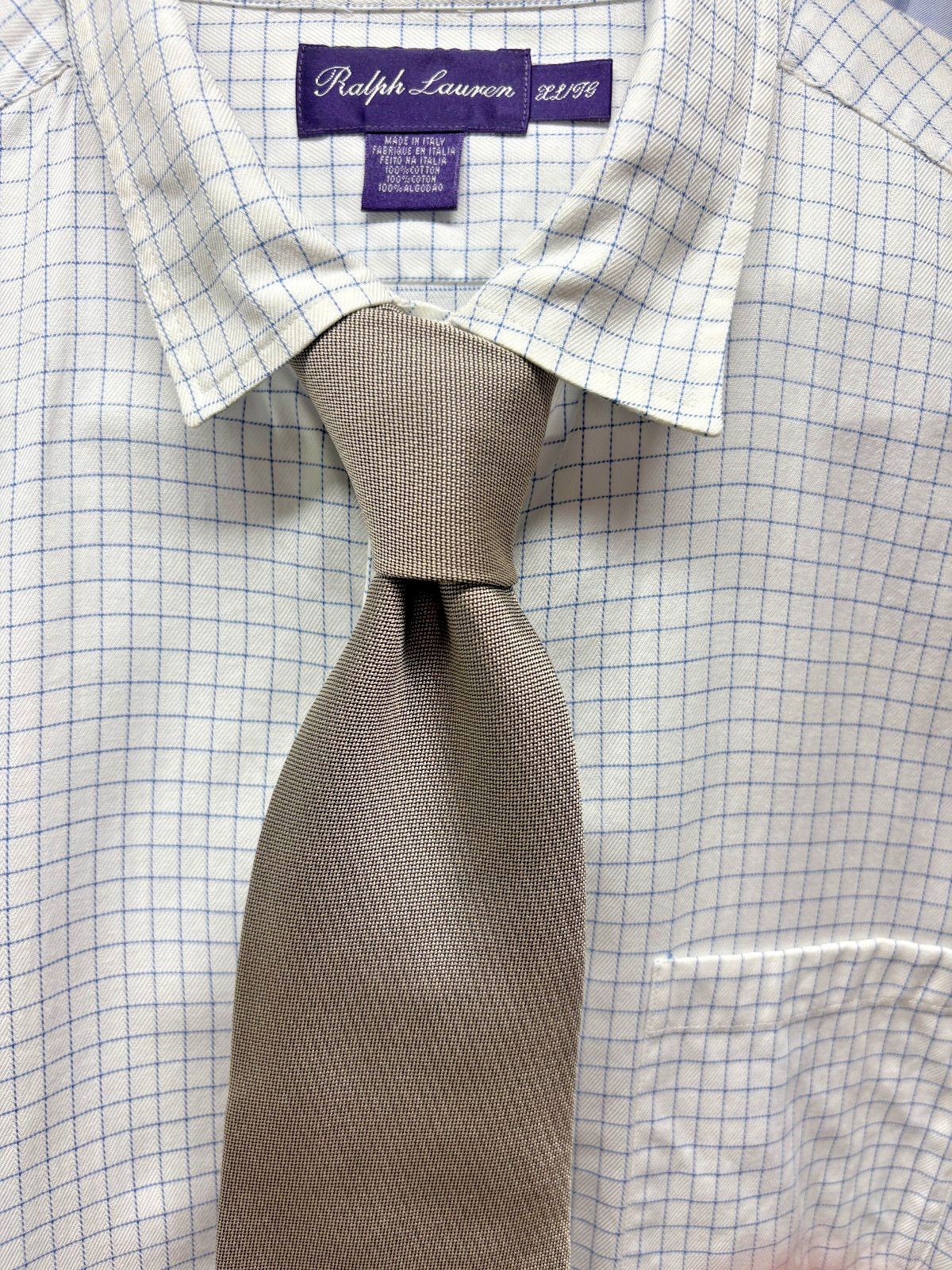Ralph Lauren Purple Label Silver Woven Silk Necktie – England – $235.00