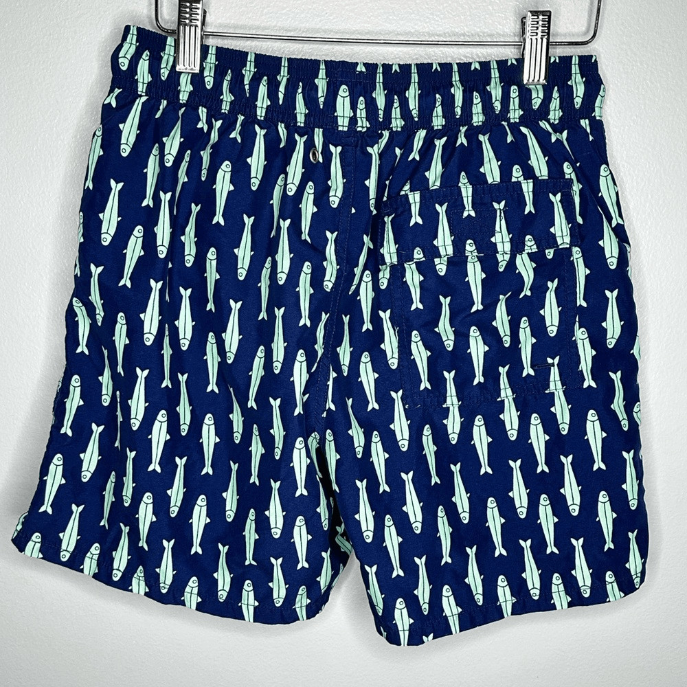 Tom & Teddy Classic Swim Shorts Ink Blue & Green Sardines Mens size Small