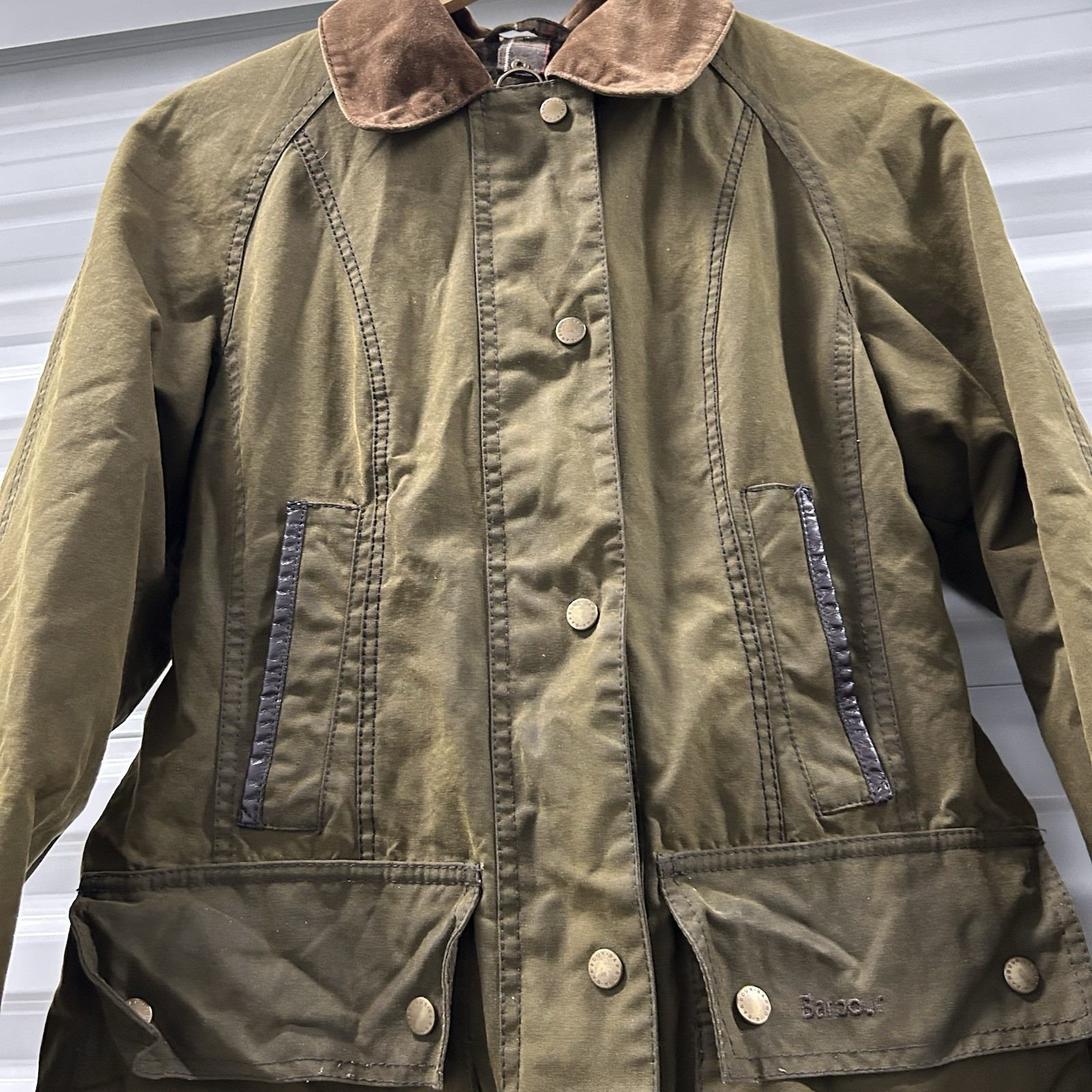 Barbour & Beaufort Men’s Olive Sagwaxed Plaid Lined Coat Jacket 80’s Vintage