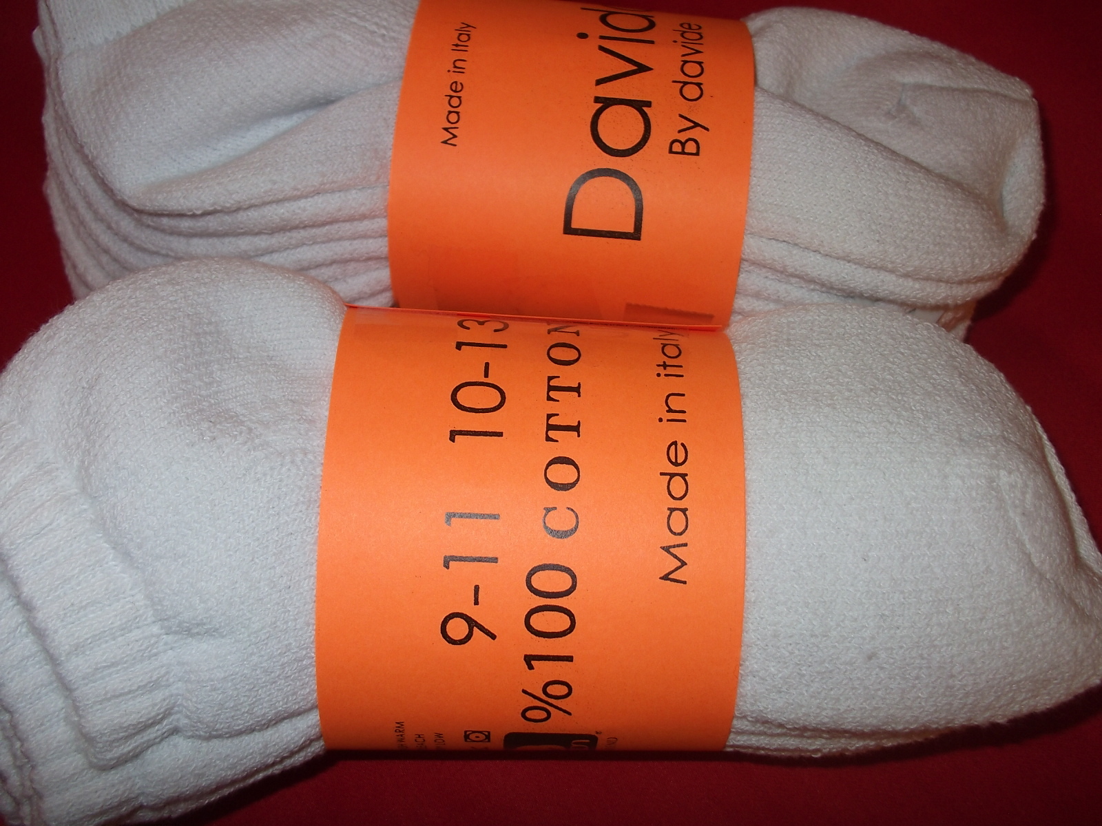 Davido women socks ankle low cut made in Italy 100%cotton 8 pair white size 9-11
