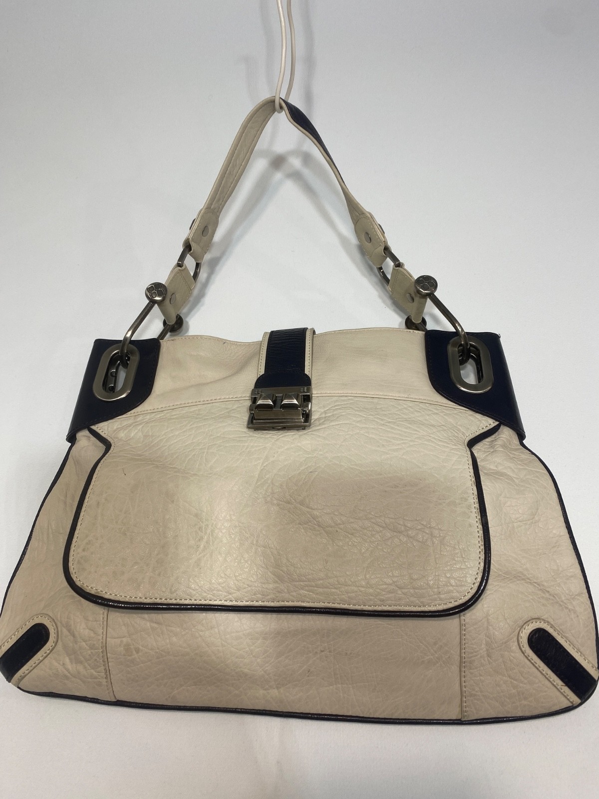 BCBG Maxazria Cream Leather Purse Handbag