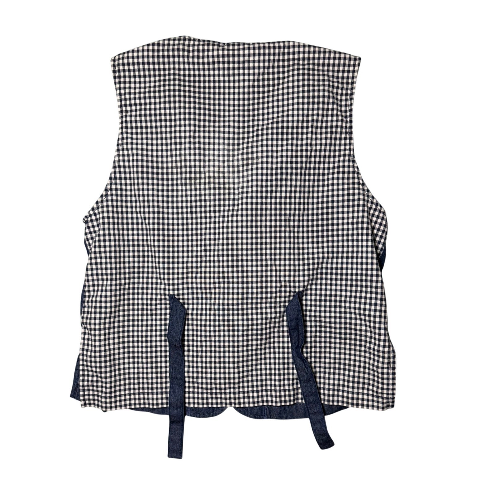 Vintage Napa Valley Denim Gingham Patchwork Floral Embroidered Vest Womens Large