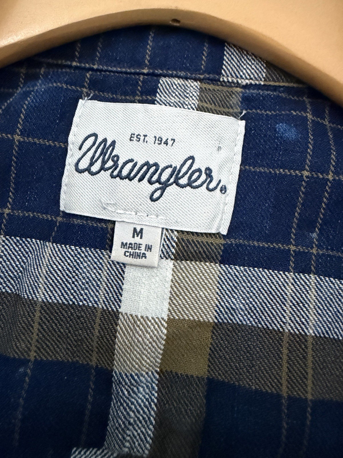 Wrangler Reworked Bleached Plaid Flannel Shirt M Western Grunge Festival