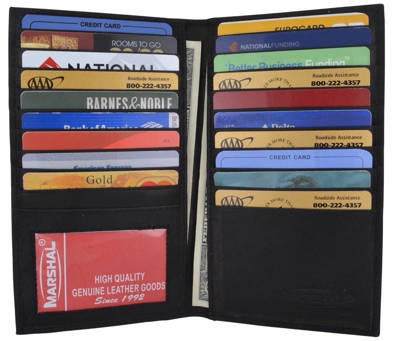 Genuine Leather Credit Card Holder Wallet 19 Card Slots + 1 ID Window NEW