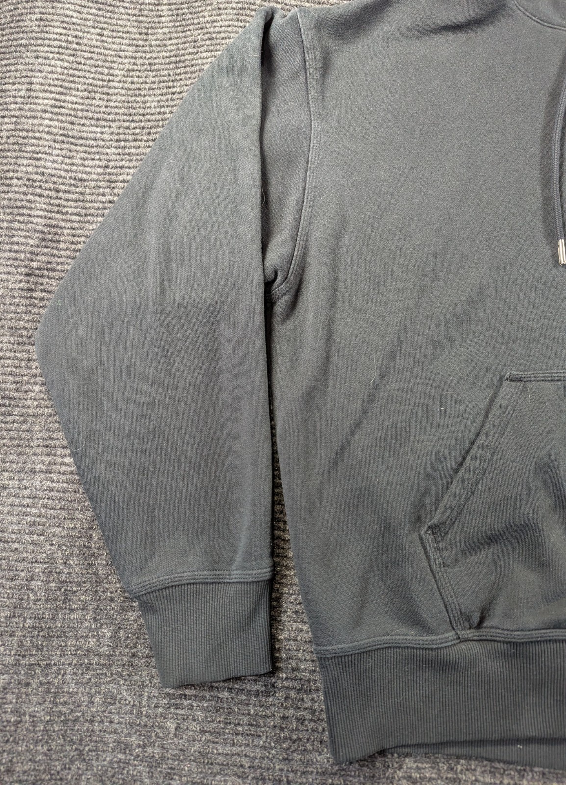 Champion Powerblend Fleece Pullover Hoodie Mens L Black Cotton Kangaroo Pocket