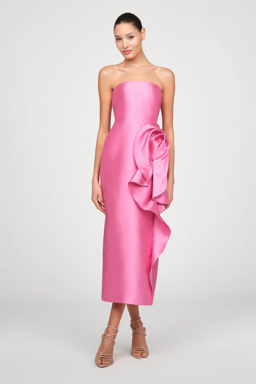 NWT Theia Marla Strapless Sculptural Drape Cocktail Dress Sunlit Pink Size 10