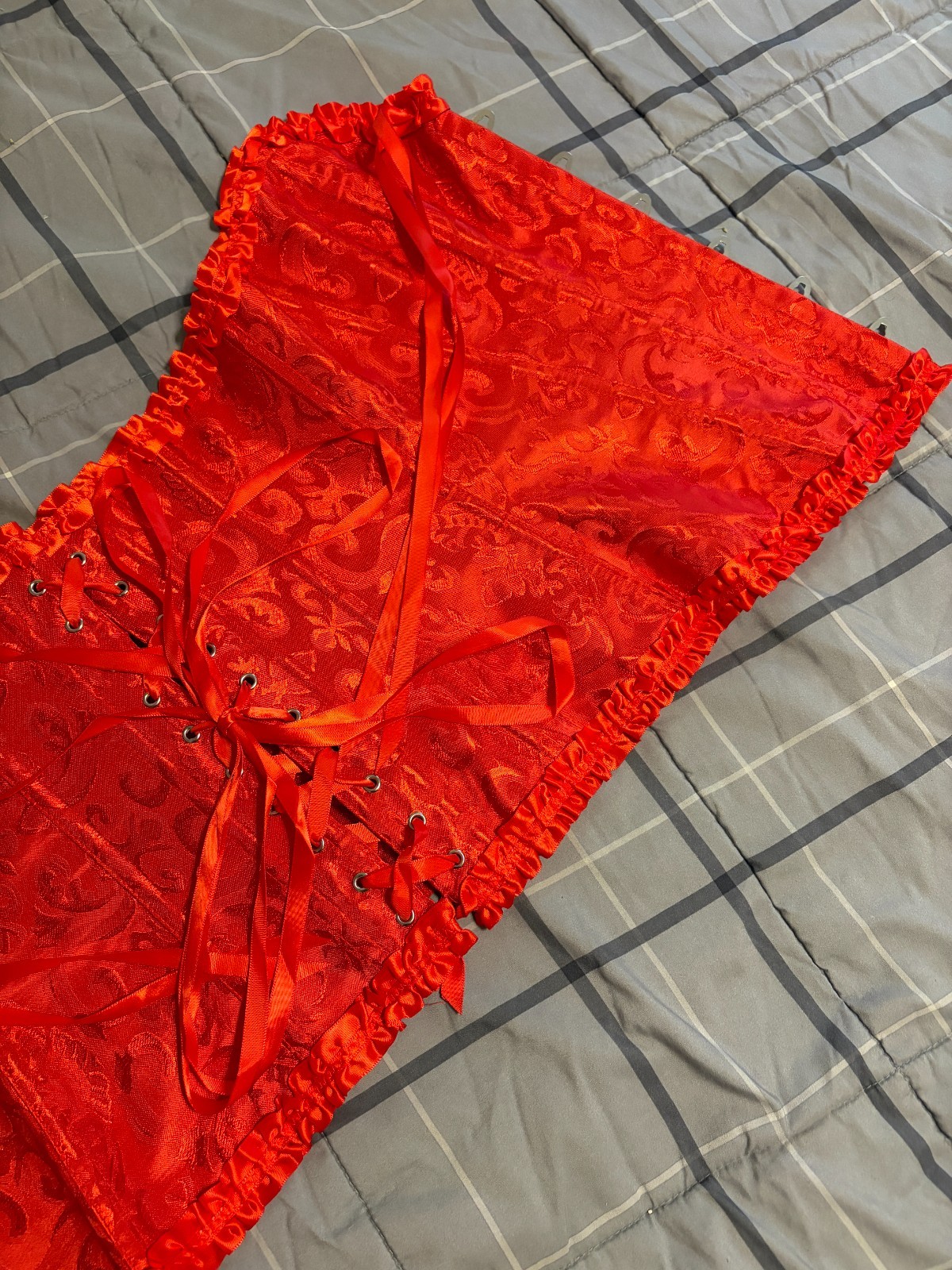 Gorgeous women red lace corset, China size large, USA size small