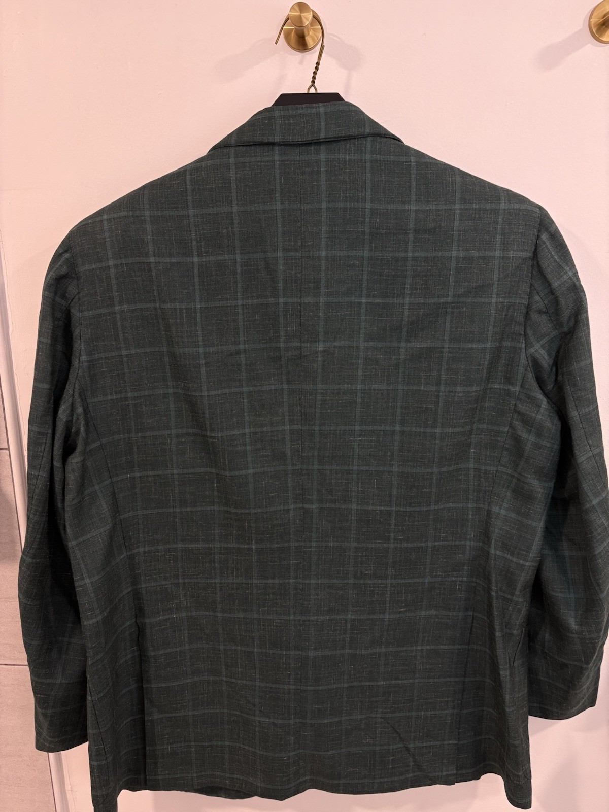 Cesare Attolini Napoli Blazer 46R 56 Green Plaid Cashmere Silk Linen Italy