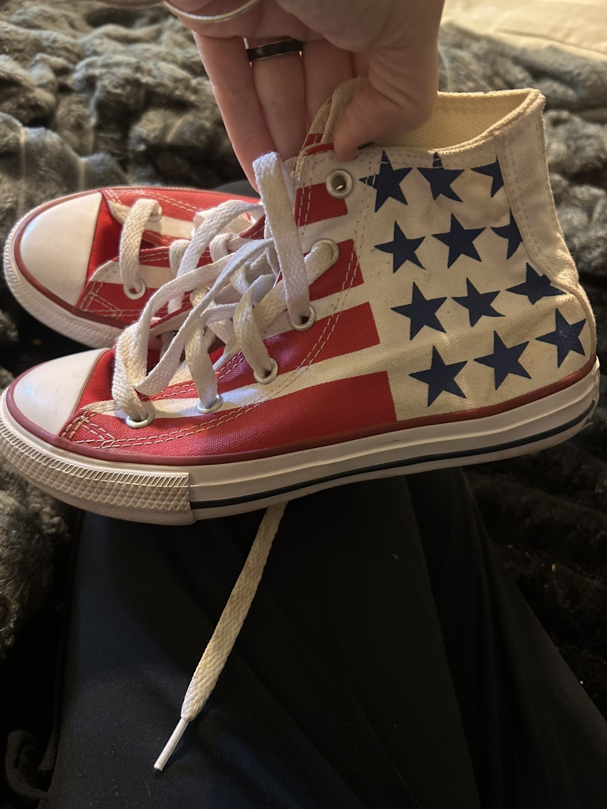 Converse Chucks American Flag Sneaker Youth Size 1 Unisex Shoes Red White Blue