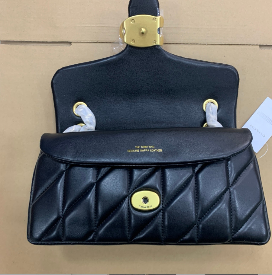 COACH Tabby Shoulder Bag 26 Quilted CP150 Brass / Black Nappa Leather Outlet New