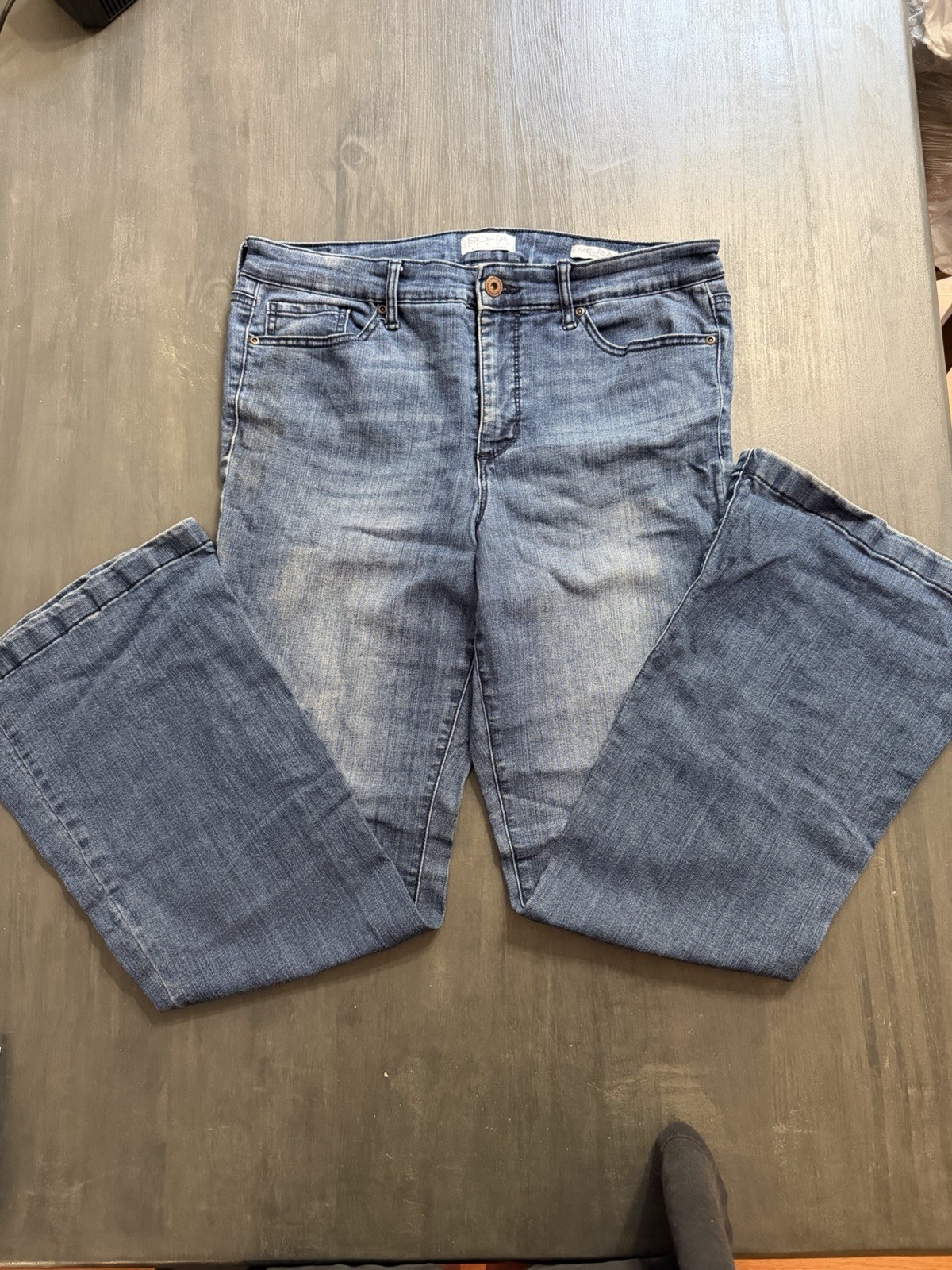 Sofia Jeans by Sofia Vergara Melisa Flare Jeans Womens 12 Short Blue Stretch