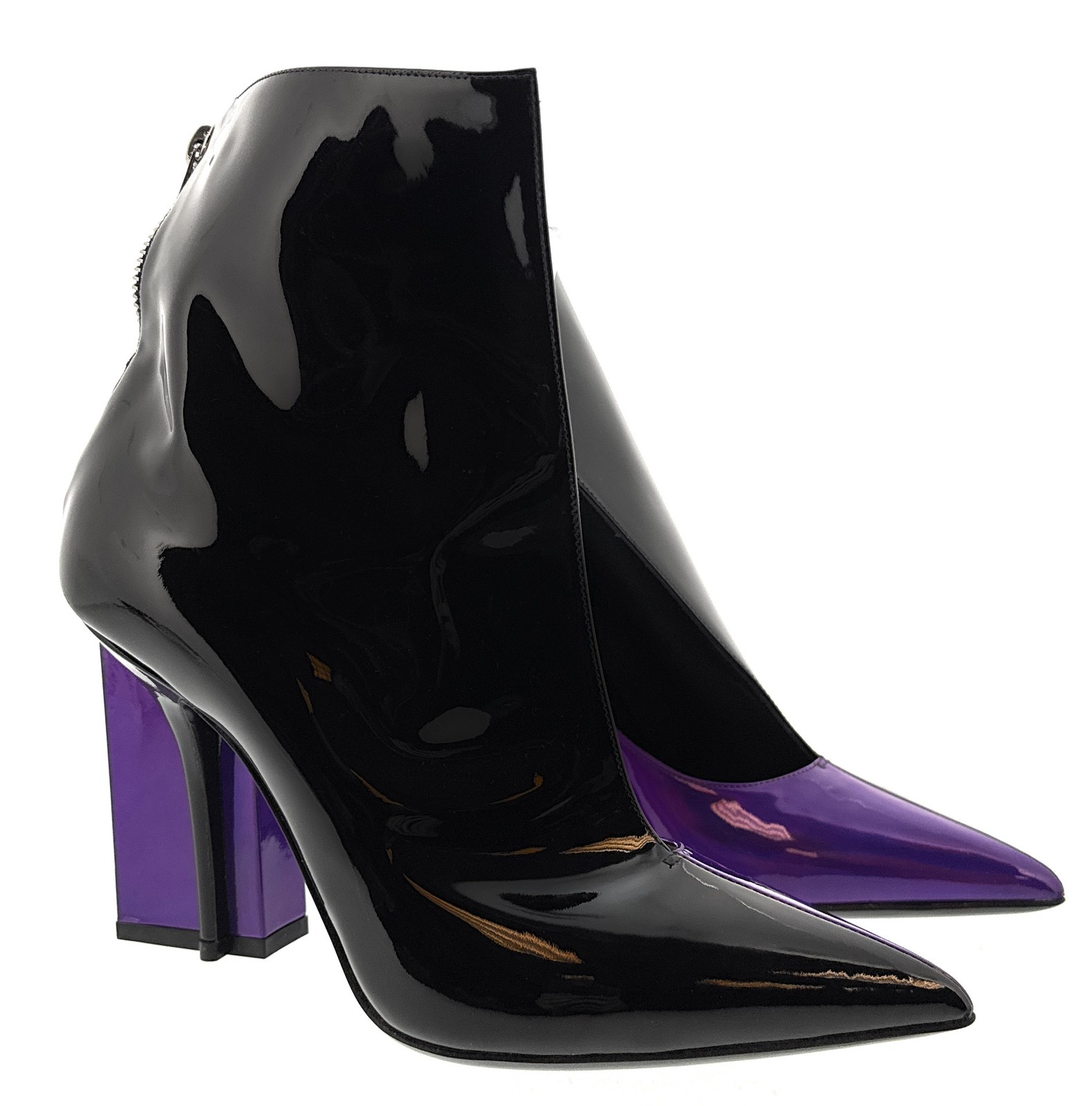 Dolce & Gabbana Black & Purple Patent Leather Ankle Boots-EU37.5