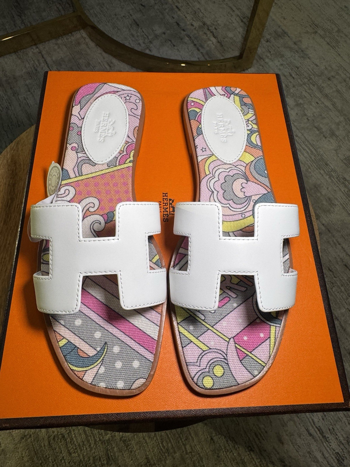 Hermes Oran Sandals – Size 37 – Limited Edition Printed Insole