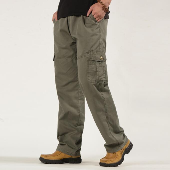 New Men Straight cargo pants middle aged Dad Loose Casual elastic Trousers Long