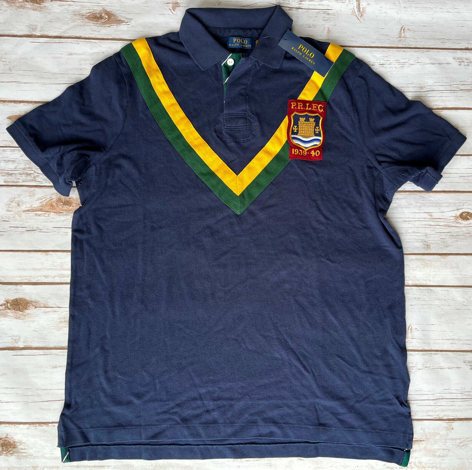 POLO RALPH LAUREN CLASSIC FIT CREST RUGBY POLO NAVY MENS SIZE SMALL NEW