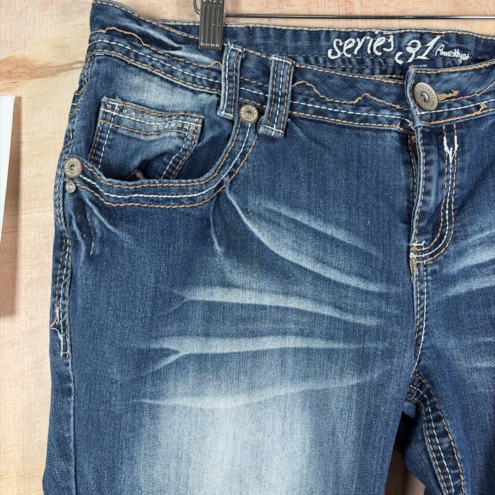 Series 31 Amethyst Jeans Womens 38×30 Blue Bootcut Pockets Embroidered