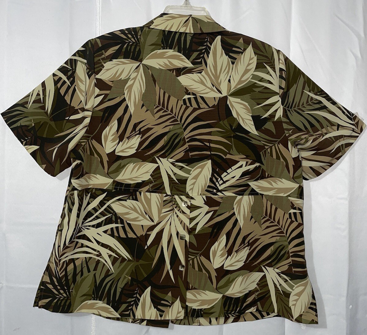 Vintage Studio C Green Tropical Button Up Top Shoulder Pads Hawaiian Sz 18
