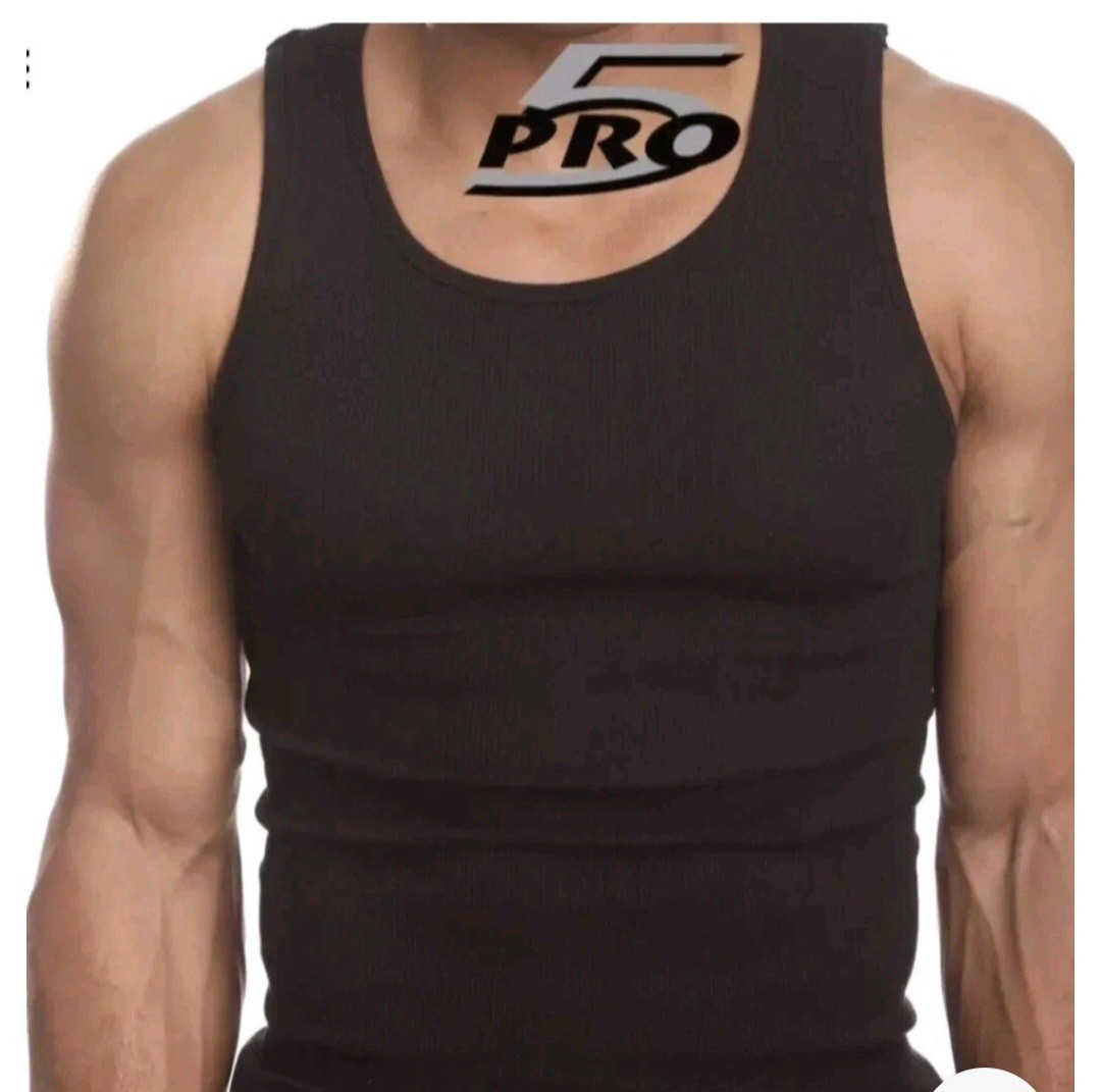 3 PACK PRO 5 MENS A-SHIRTS COTTON UNDER SHIRT WIFE BEATER S-5XL