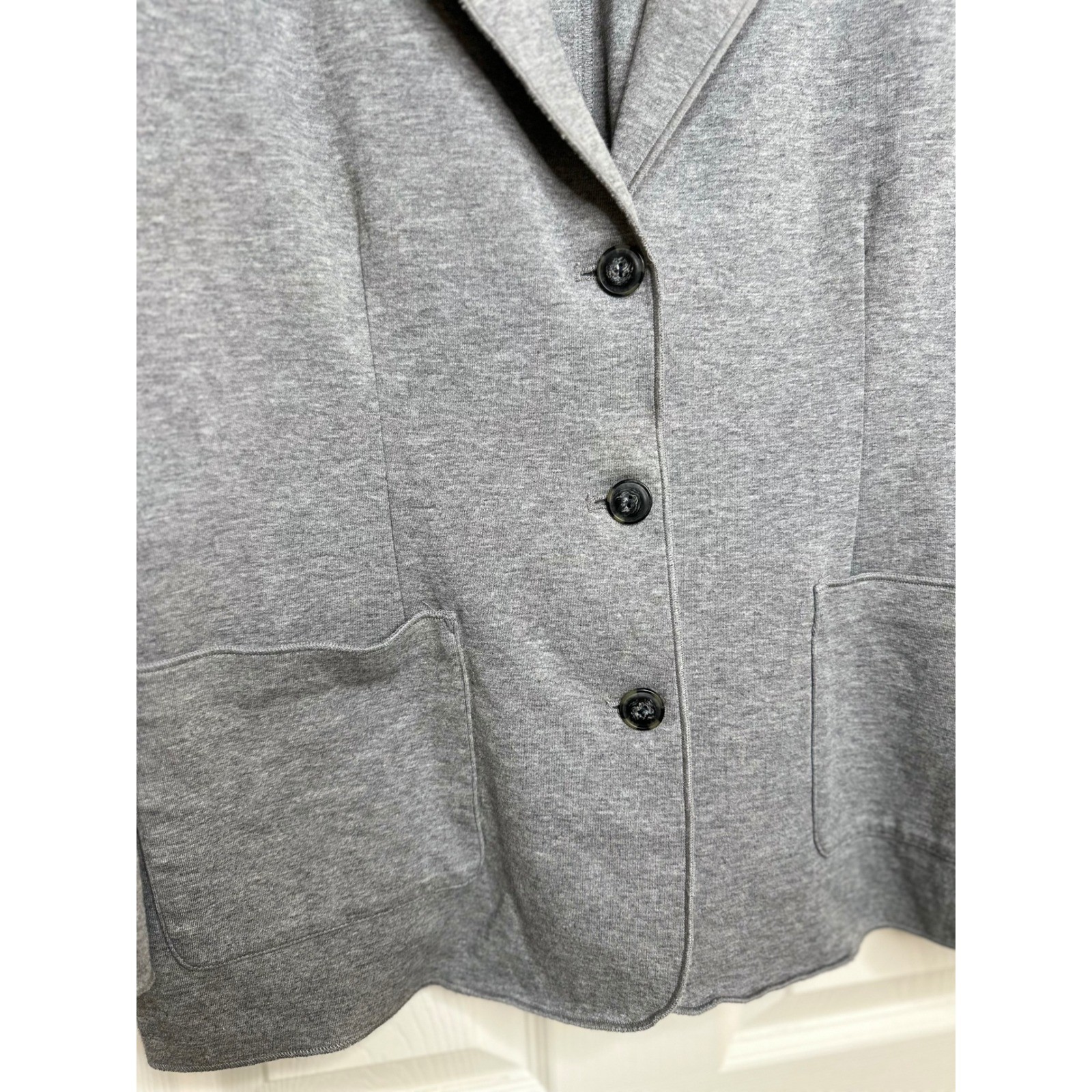 J.Jill Gray Blazer Women’s Large Cotton Spandex Casual Workwear Jacket Pocket