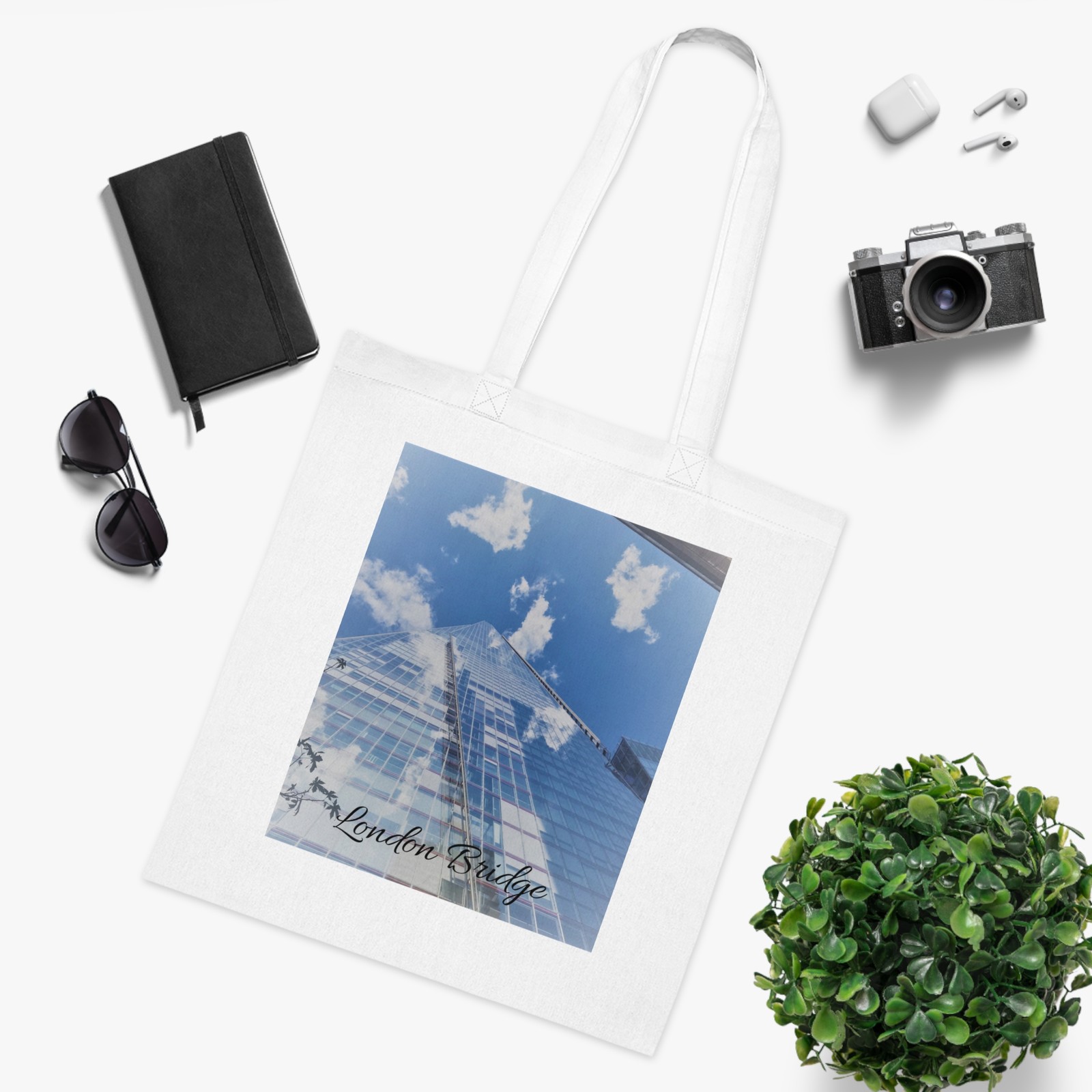 London Bridge photo Tote | city skyline, clouds