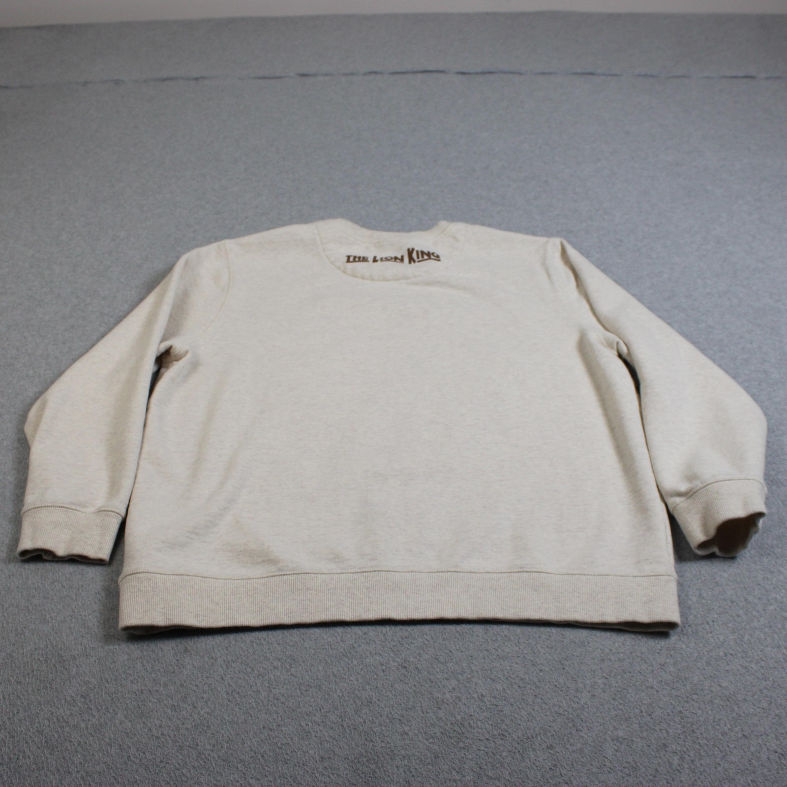 Disney Lion King Sweatshirt Mens XL Beige Tonal Lion Fleece Pullover Musical