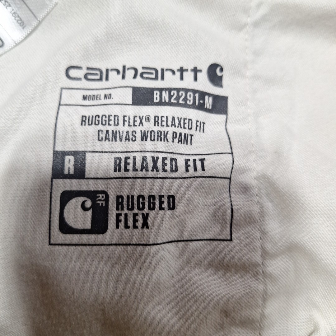 Carhartt Rugged Flex Relaxed Fit Canvas Pants Mens 38×30 Beige Work Wear Cargo