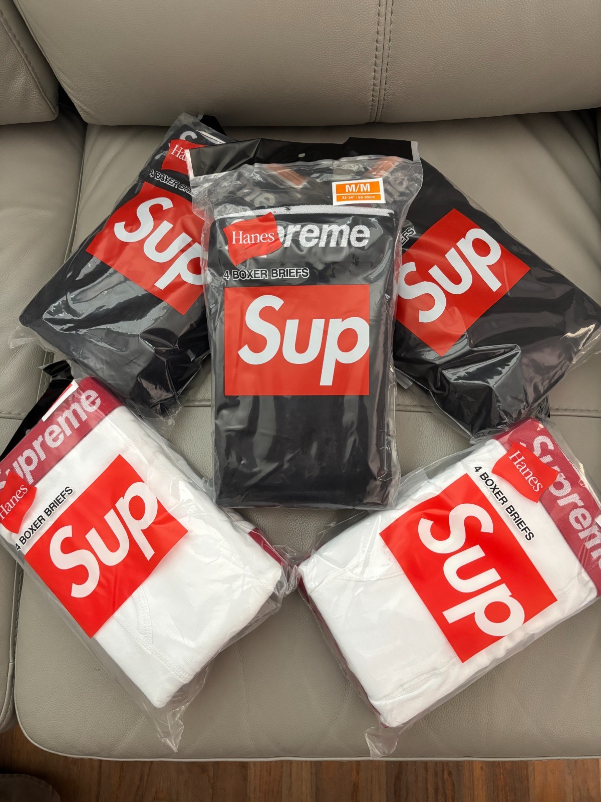 NEW Supreme x Hanes Boxer Briefs (4 pack) White/Black Size S-M-L-XL FreeShipping