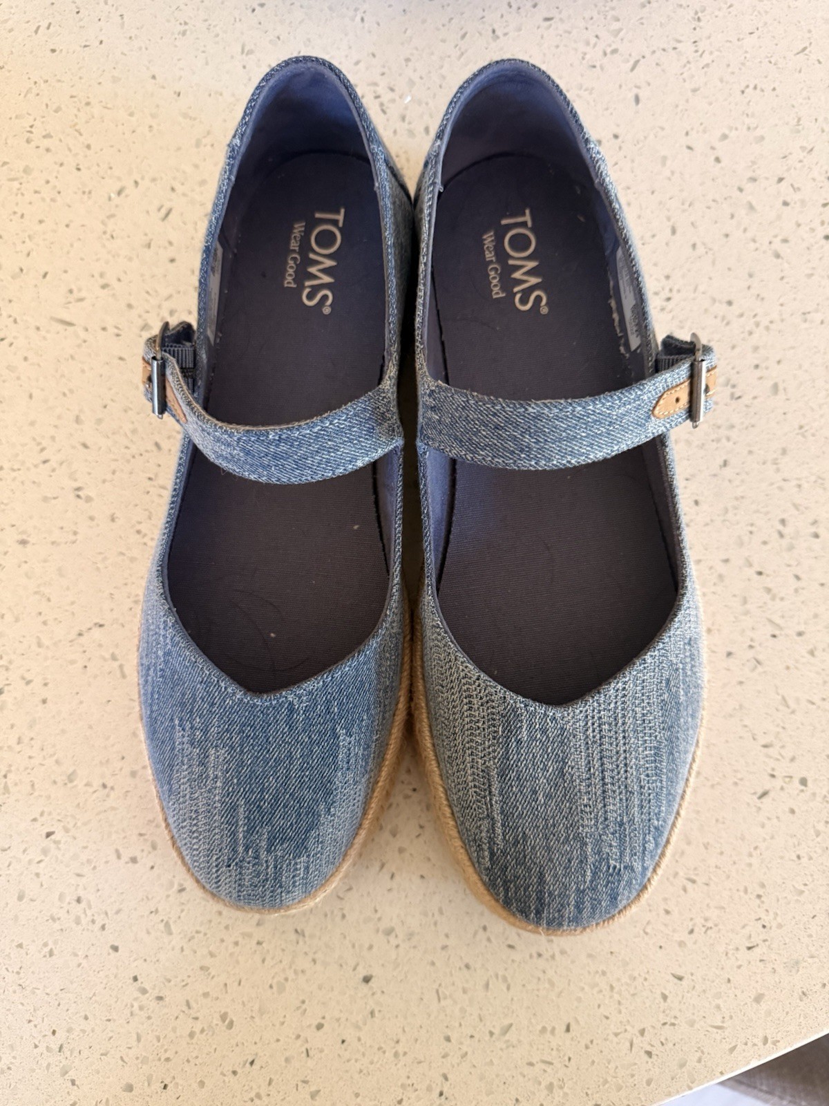 TOMS Women’s Mary Jane Espadrille – Dark Sky Denim – US 9.5 EU 41, lightly worn