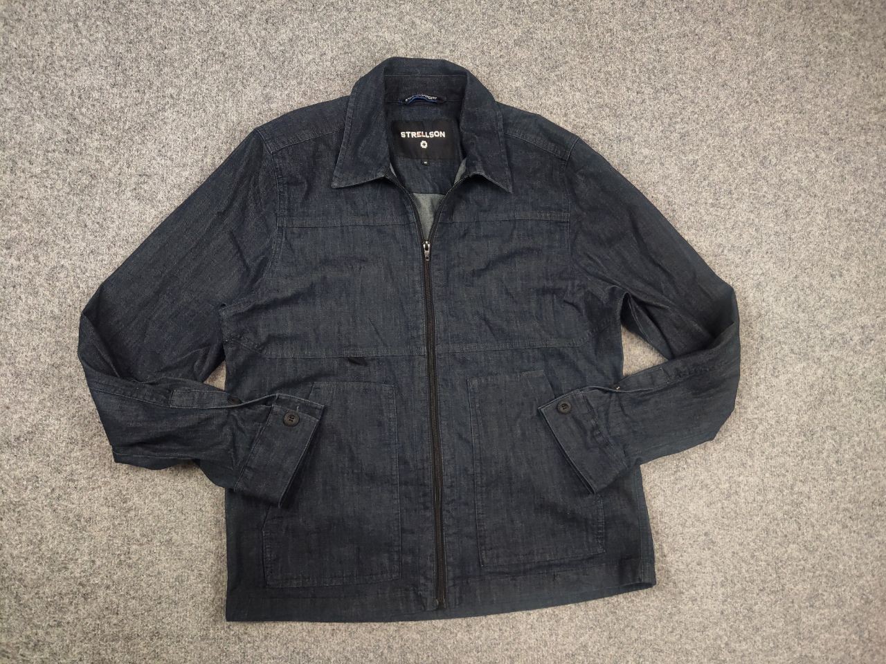 Strellson Classic Design dark blue denim Zip Jacket with collar and pockets