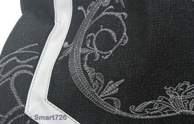 Mens Jeans Shorts Denim Pants Hip-Hop Embroidery Snake Black W30-W46