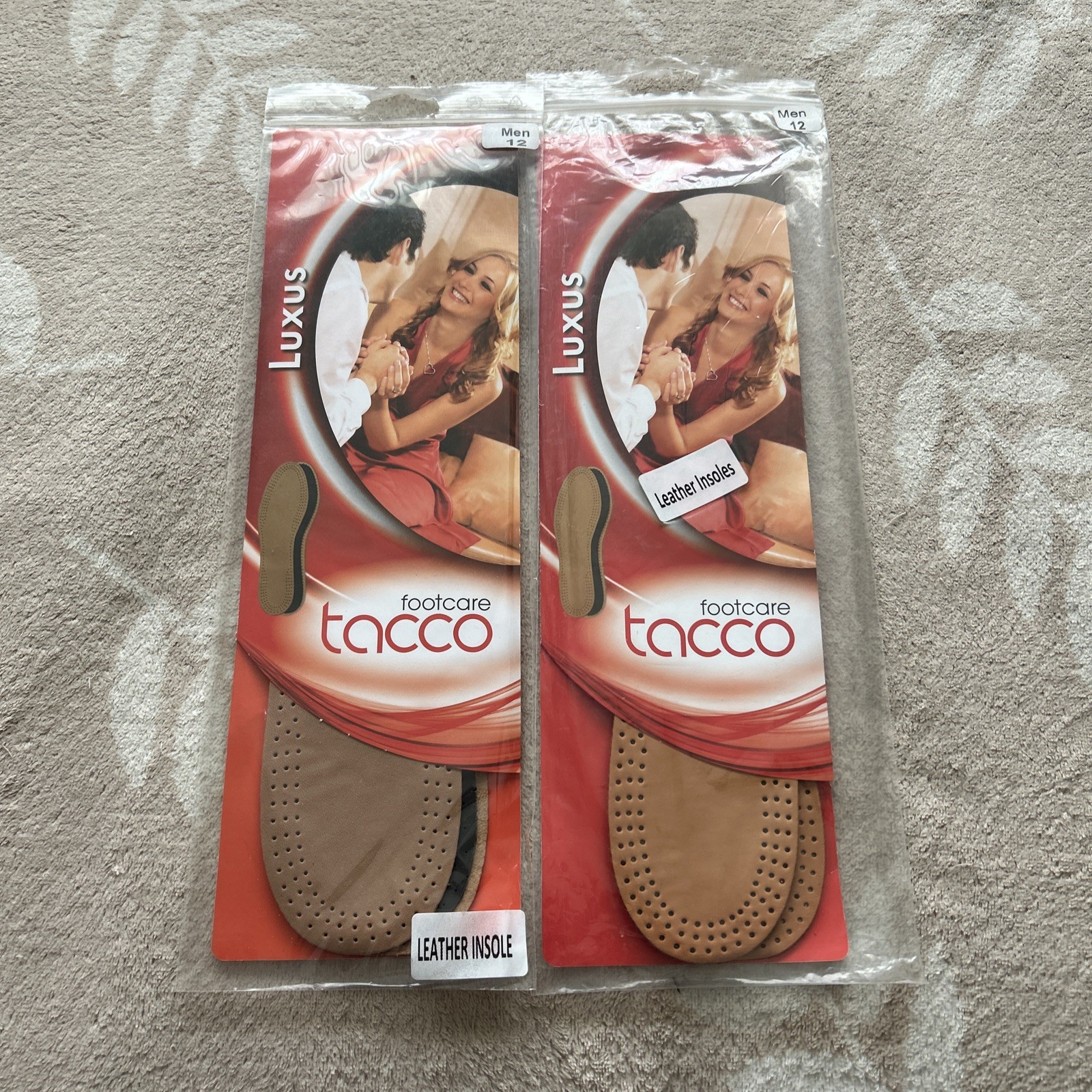 2 Pairs Of Tacco Luxus 613 Full Leather Insoles Men Size 12