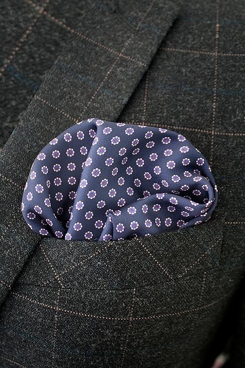 6PCS Red Yellow Pink Blue Silk Pocket Squares for Men Handkerchief Hanky Set (1)