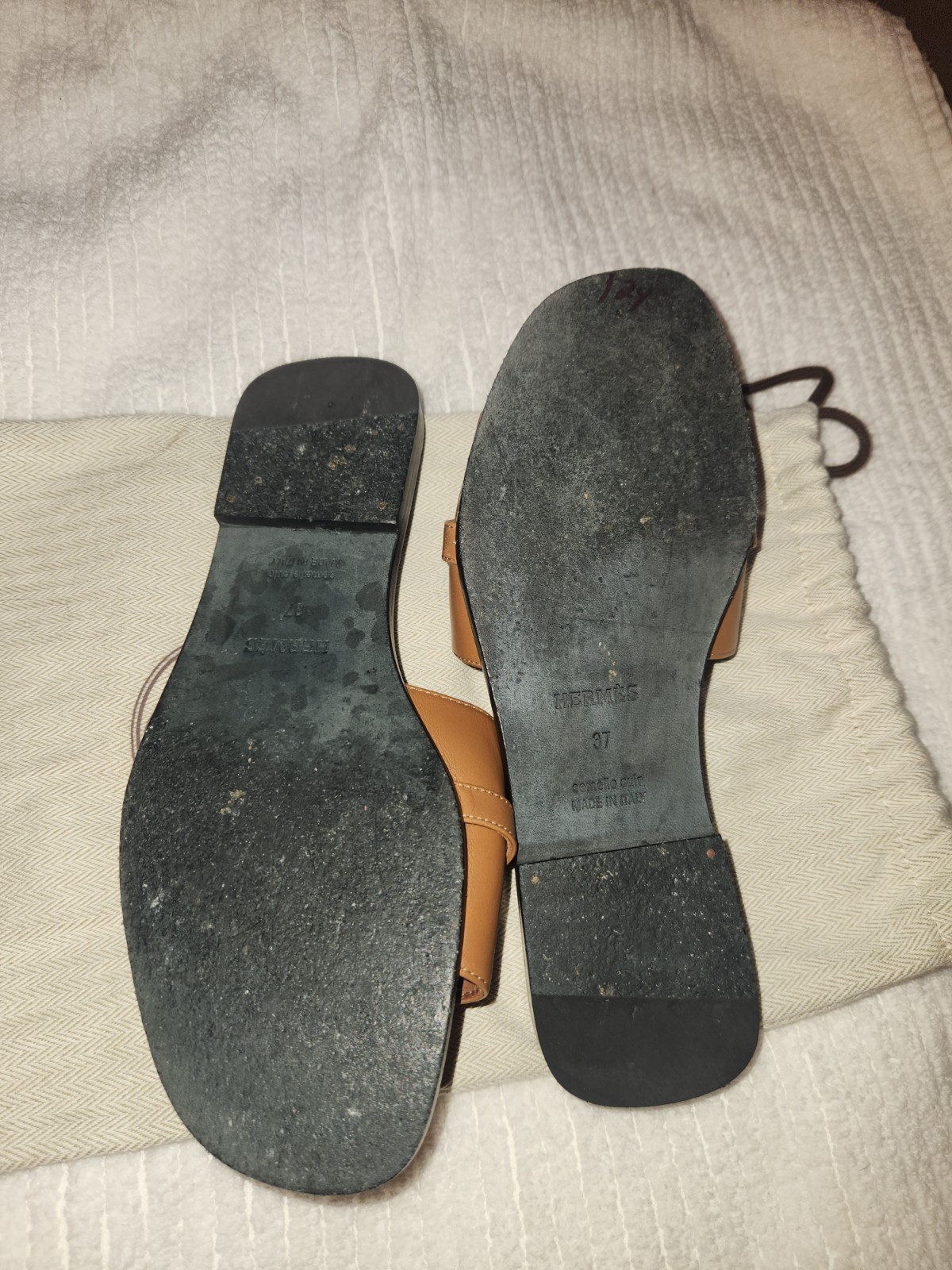 Authentic Preloved Hermes Giulia Sandals In Natural Calfskin Leather Size: 40