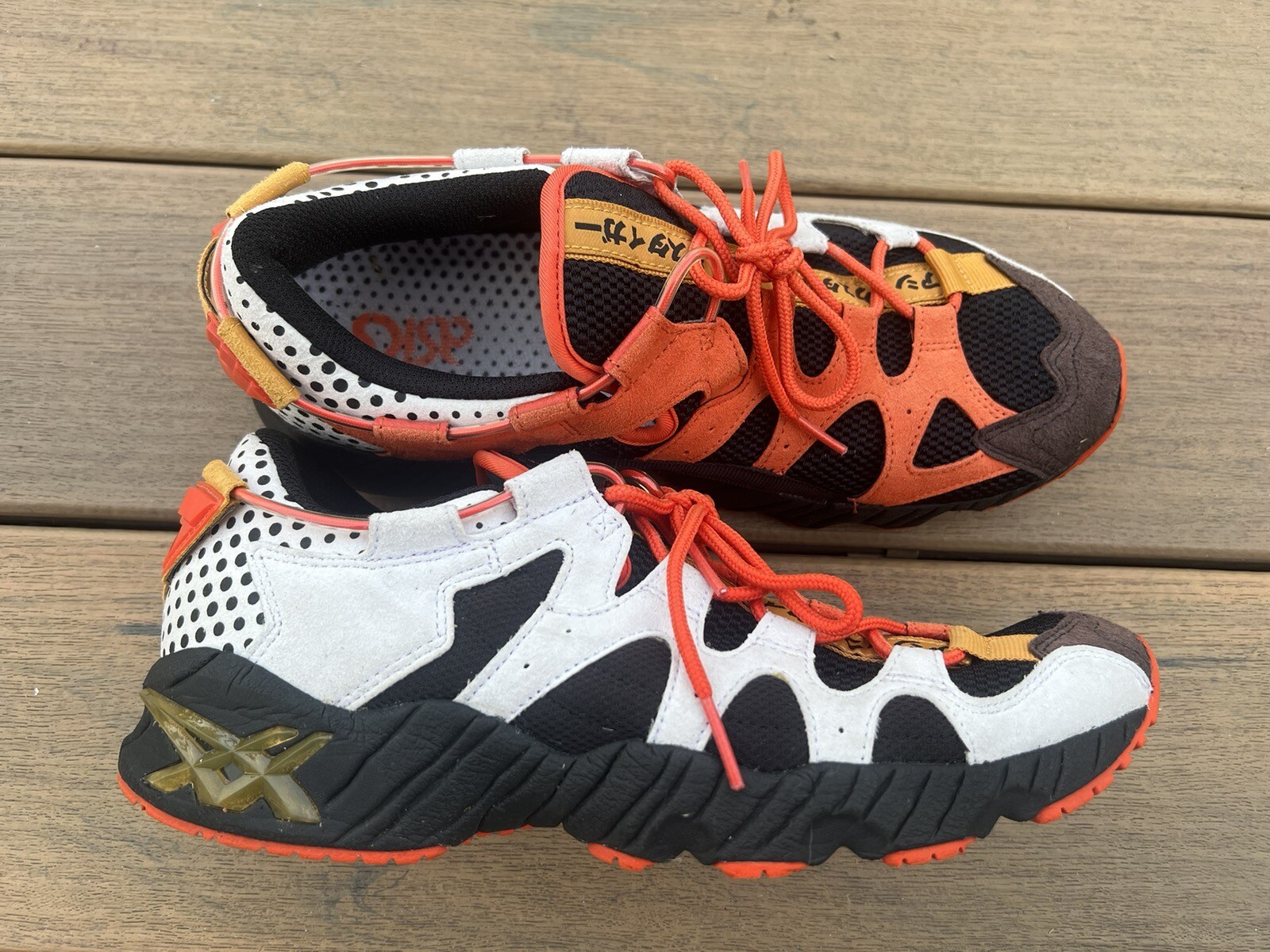 ASICS Tiger GEL-Mai Shoe Sneaker Men Size 8.5 US Orange White Black Happy Chaos