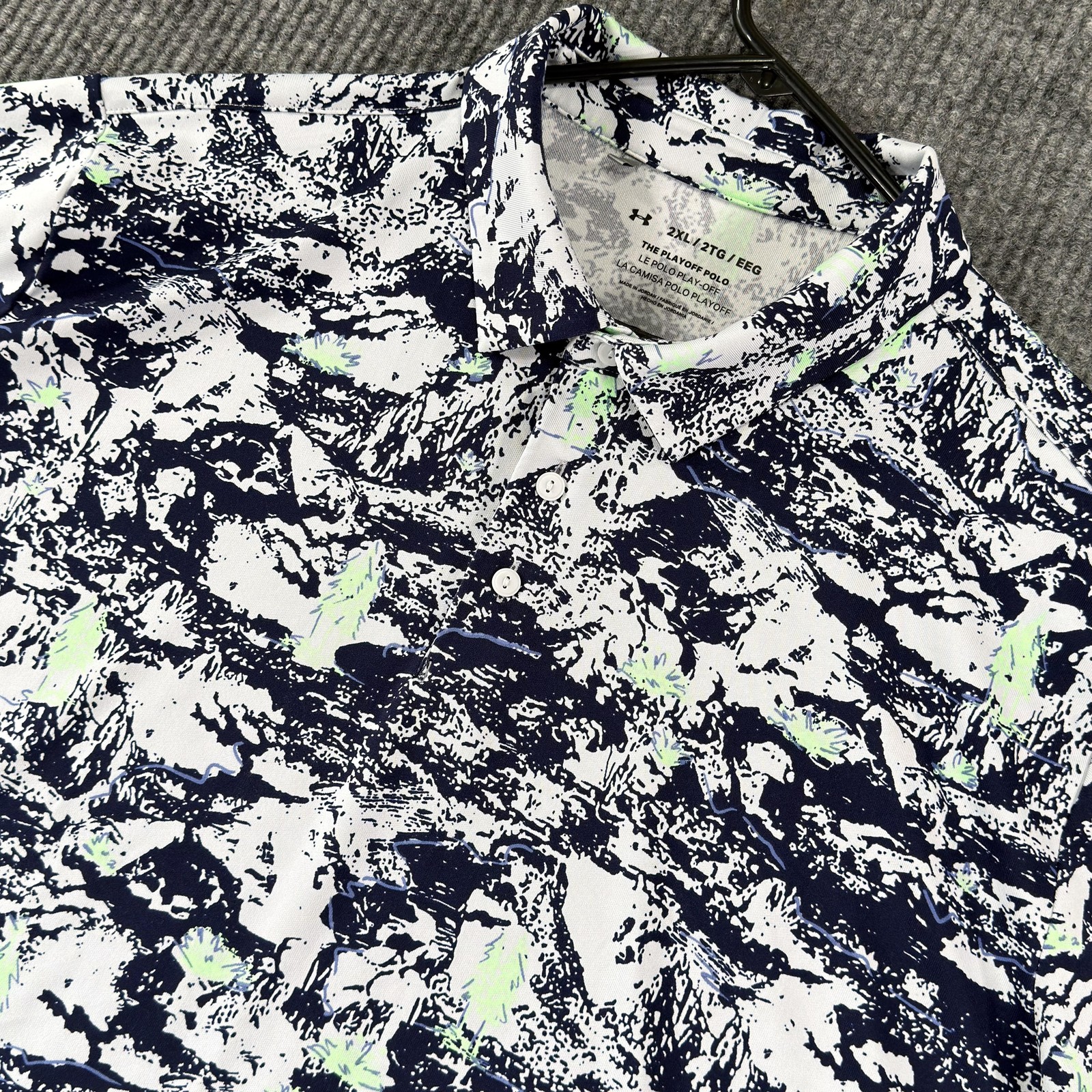 Under Armour Playoff Polo Shirt Mens 2XL Blue Graphic Grand National Golf Club