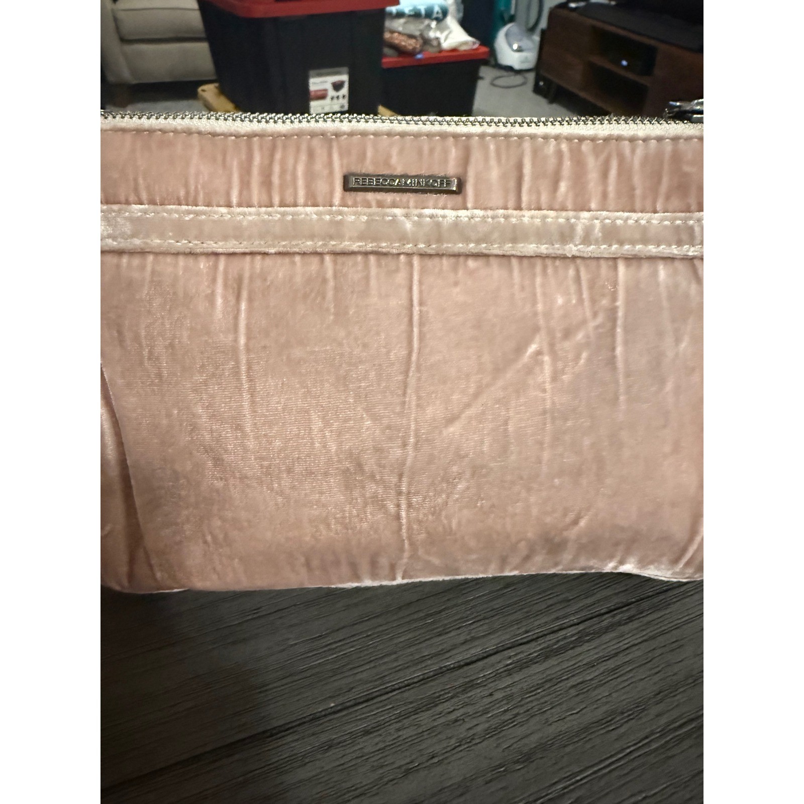 Rebecca Minkoff Mini MAC Velvet Crossbody Bag Blush Pink Gunmetal Hardware