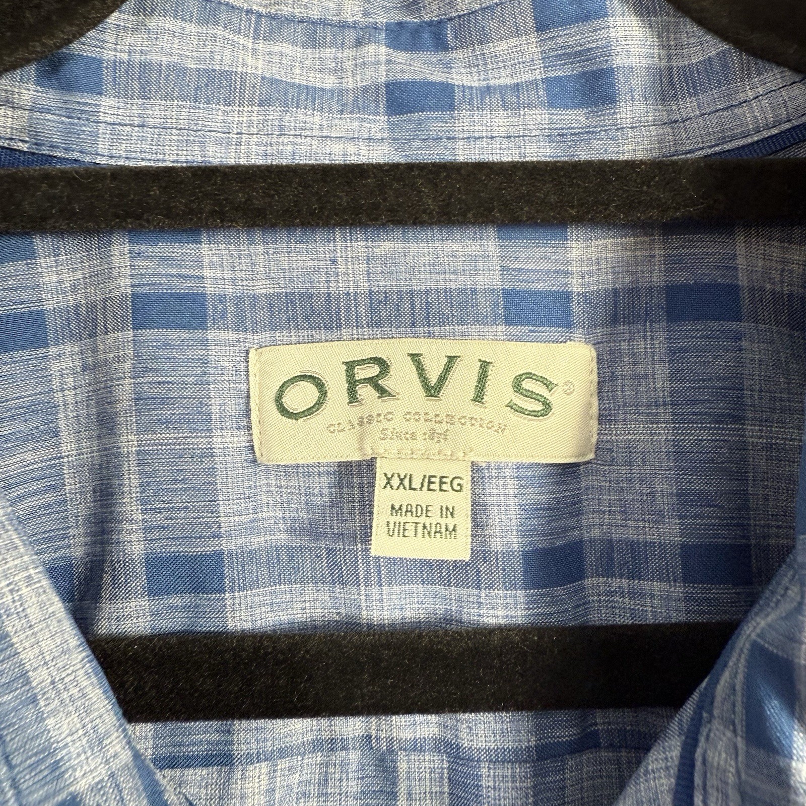 Orvis Classic Collection Mens 2XL Plaid Short Sleeve Button Shirt Two Pockets