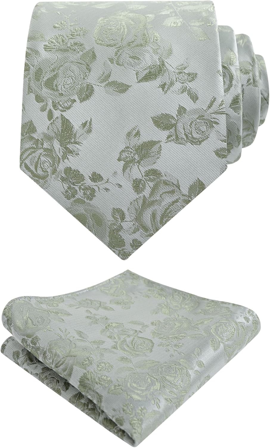 Mens Necktie Roses Floral Pattern 3.15inches with Handkerchief Tie Set For