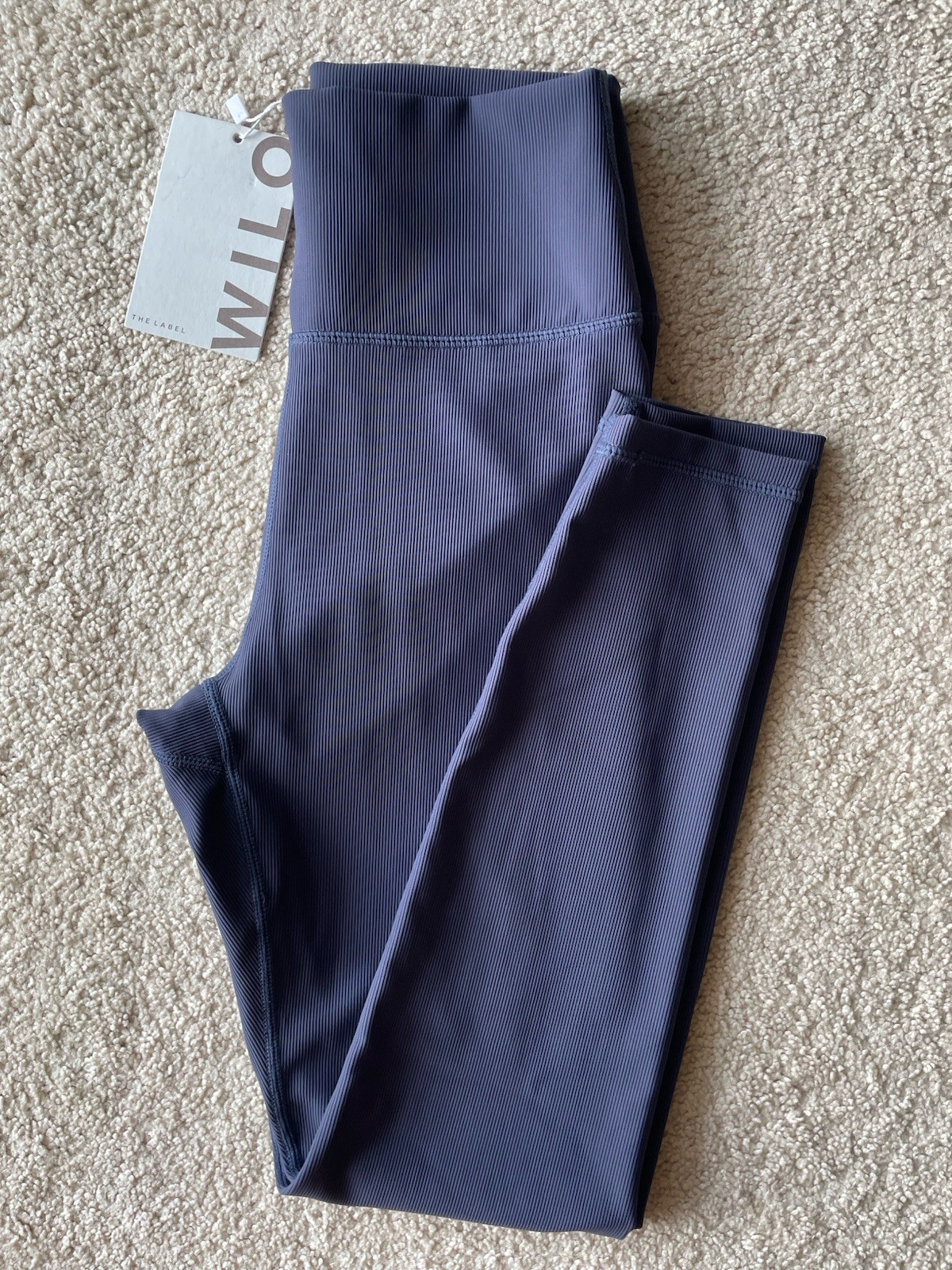 WILO The Label Women’s Blue Ribbed Pull-On Yoga Activewear Leggings Size S