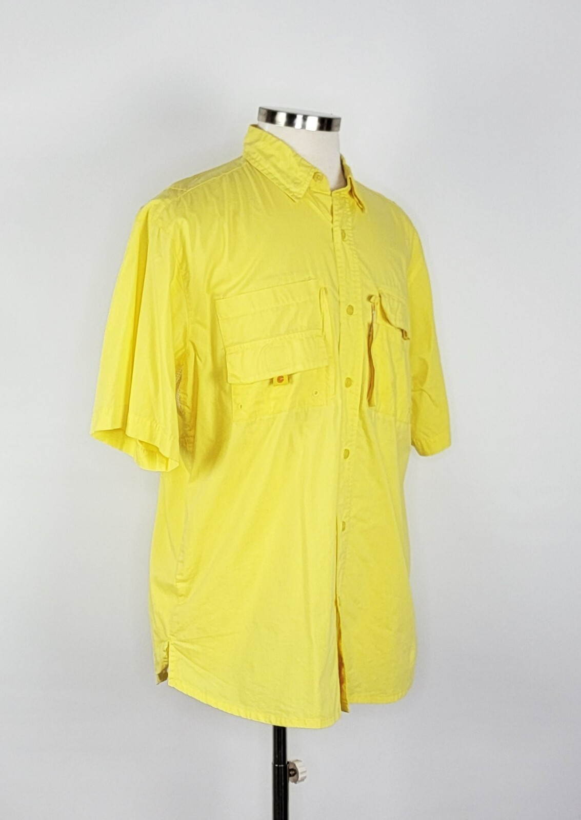 Crew Tech Yellow Nanotex UPF 40 Button Front Shirt Men’s Size Large