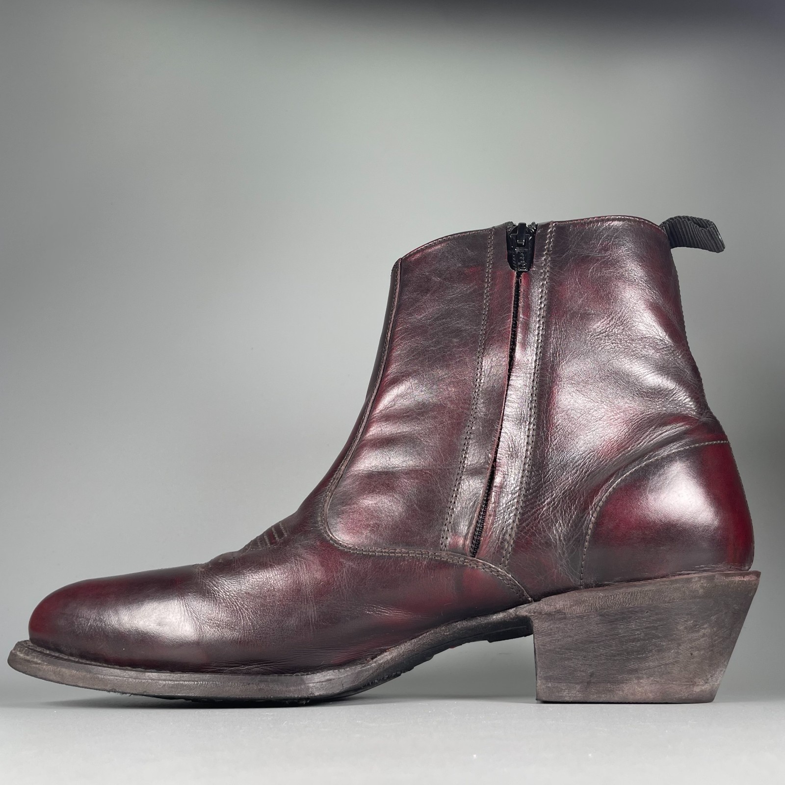 Laredo Fletcher Men’s 13 D Cherry Leather Side Zipper Western Ankle Chukka Boot