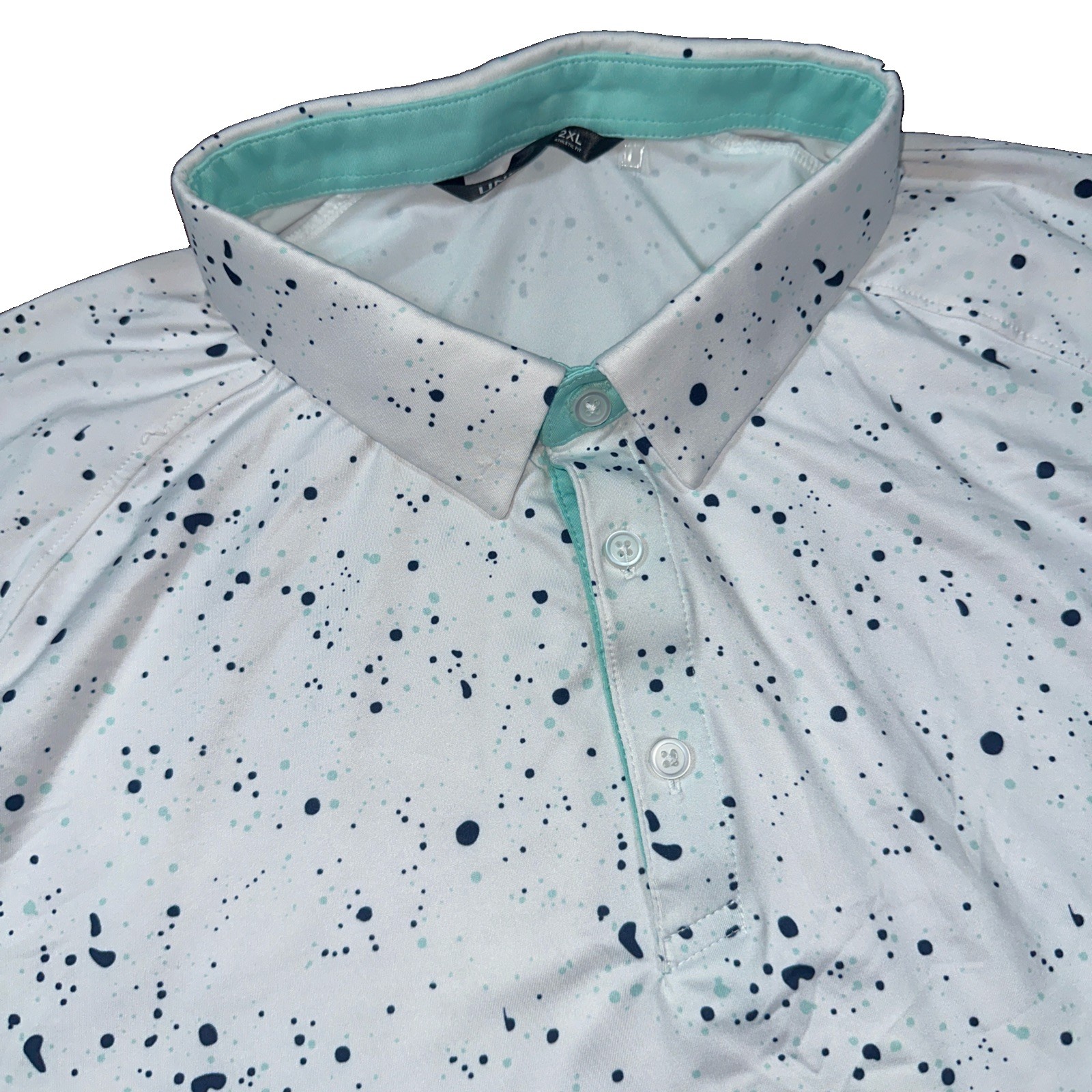 UNRL Performance Polo Size 2XL Athletic Fit Paint Splatter Drop Print Golf