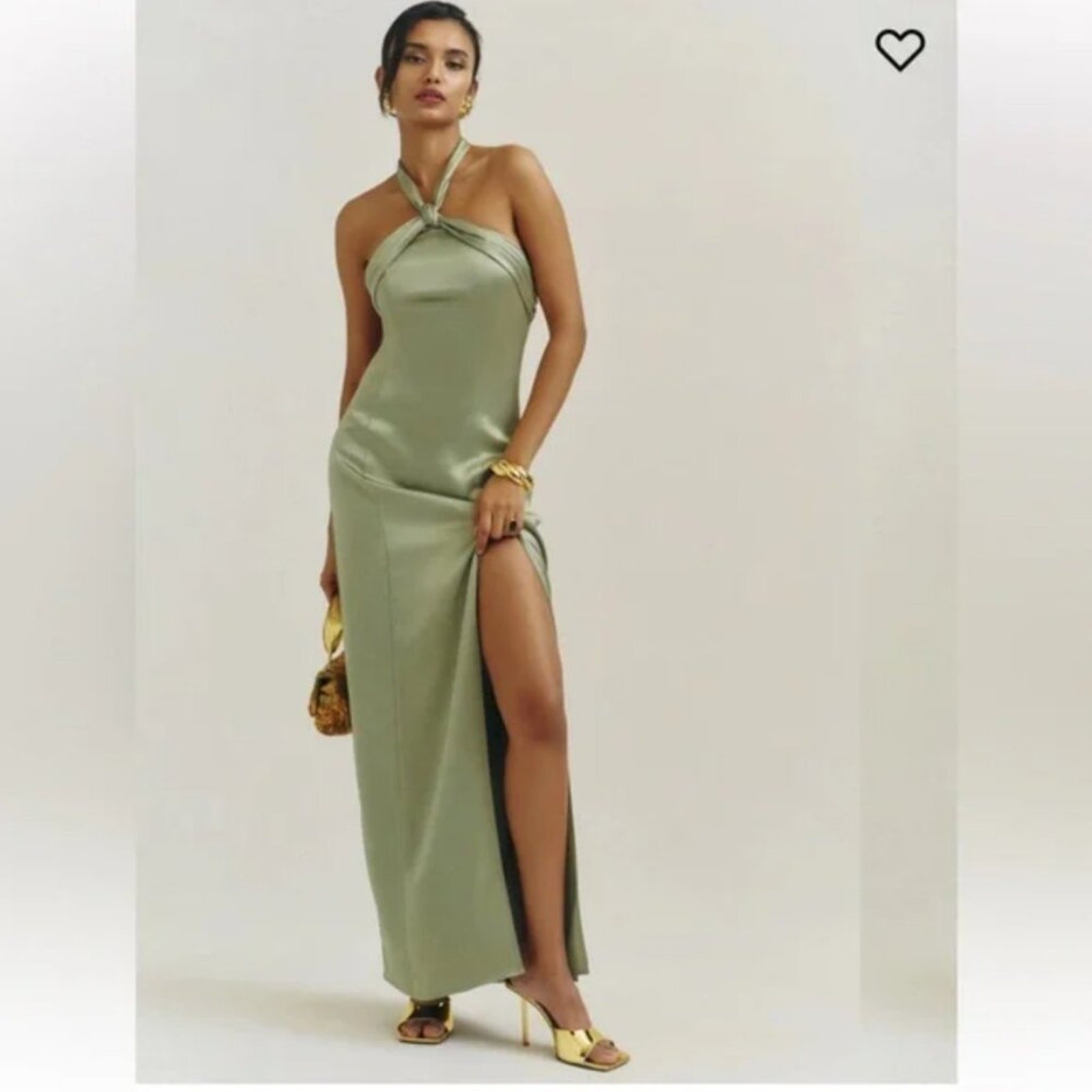 Reformation Kavi Satin Dress, Women’s Size 6 – Artichoke Green
