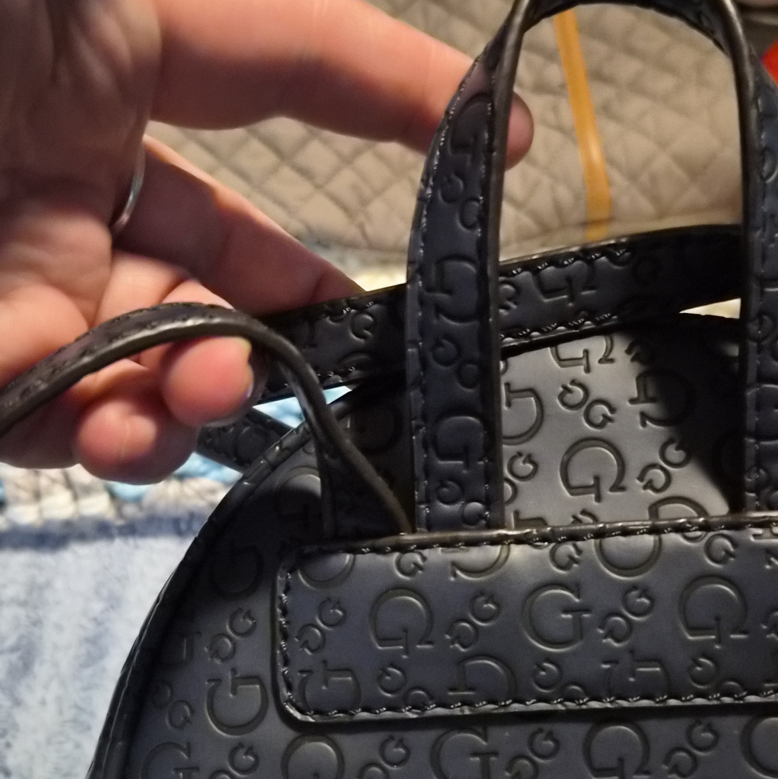 GUESS Women’s Blue Logo Mini Backpack Zip Closure Adjustable Straps Pockets