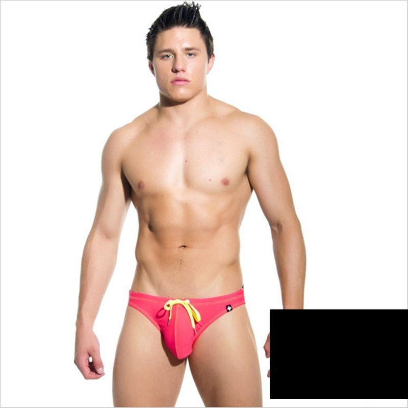 Men’s Casual Solid Color Beach Pants Bikini Triangle Speed Dry Trunks