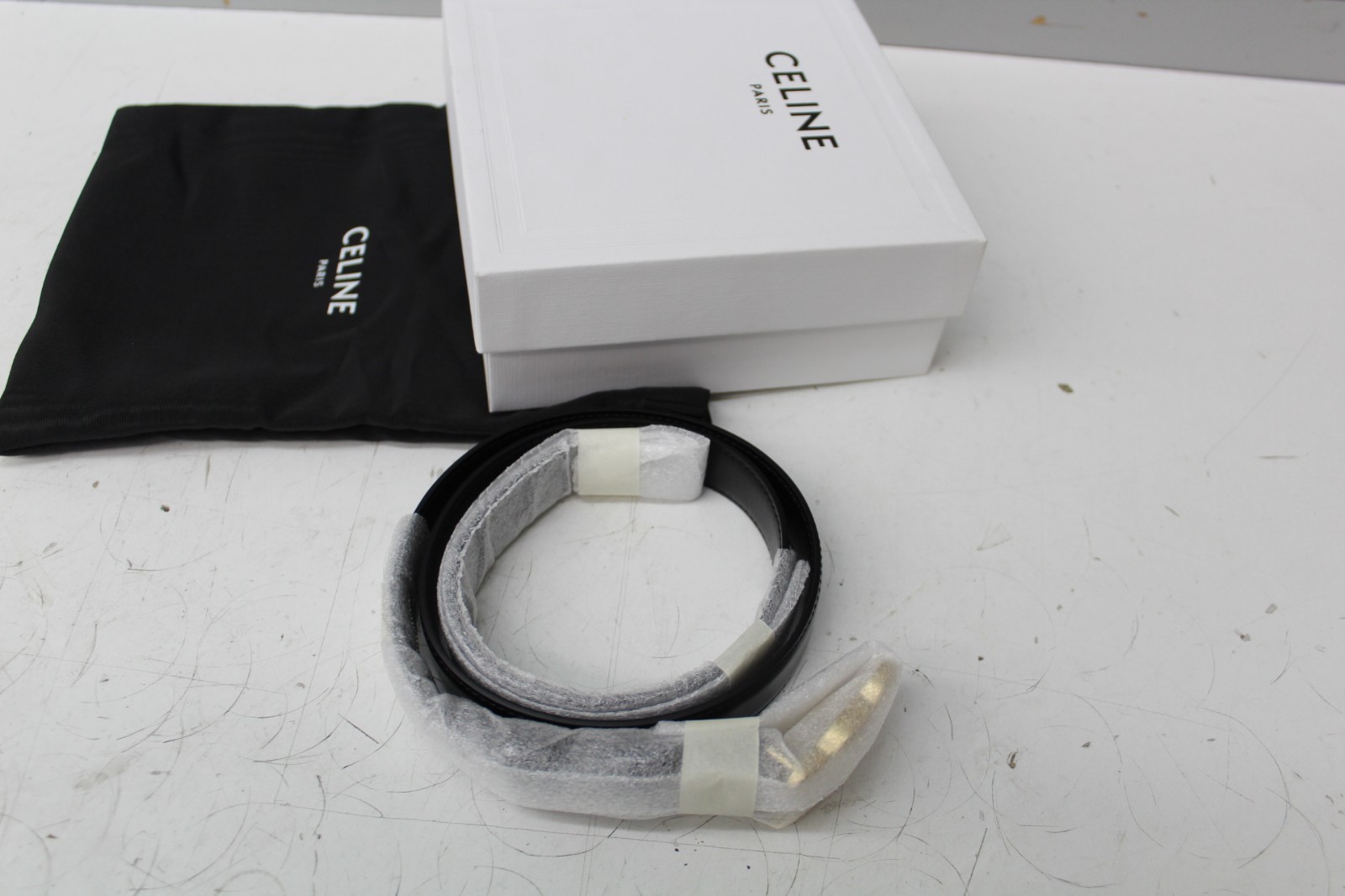 CELINE Triomphe Belt 25MM IN Taurillon Leather Size 75